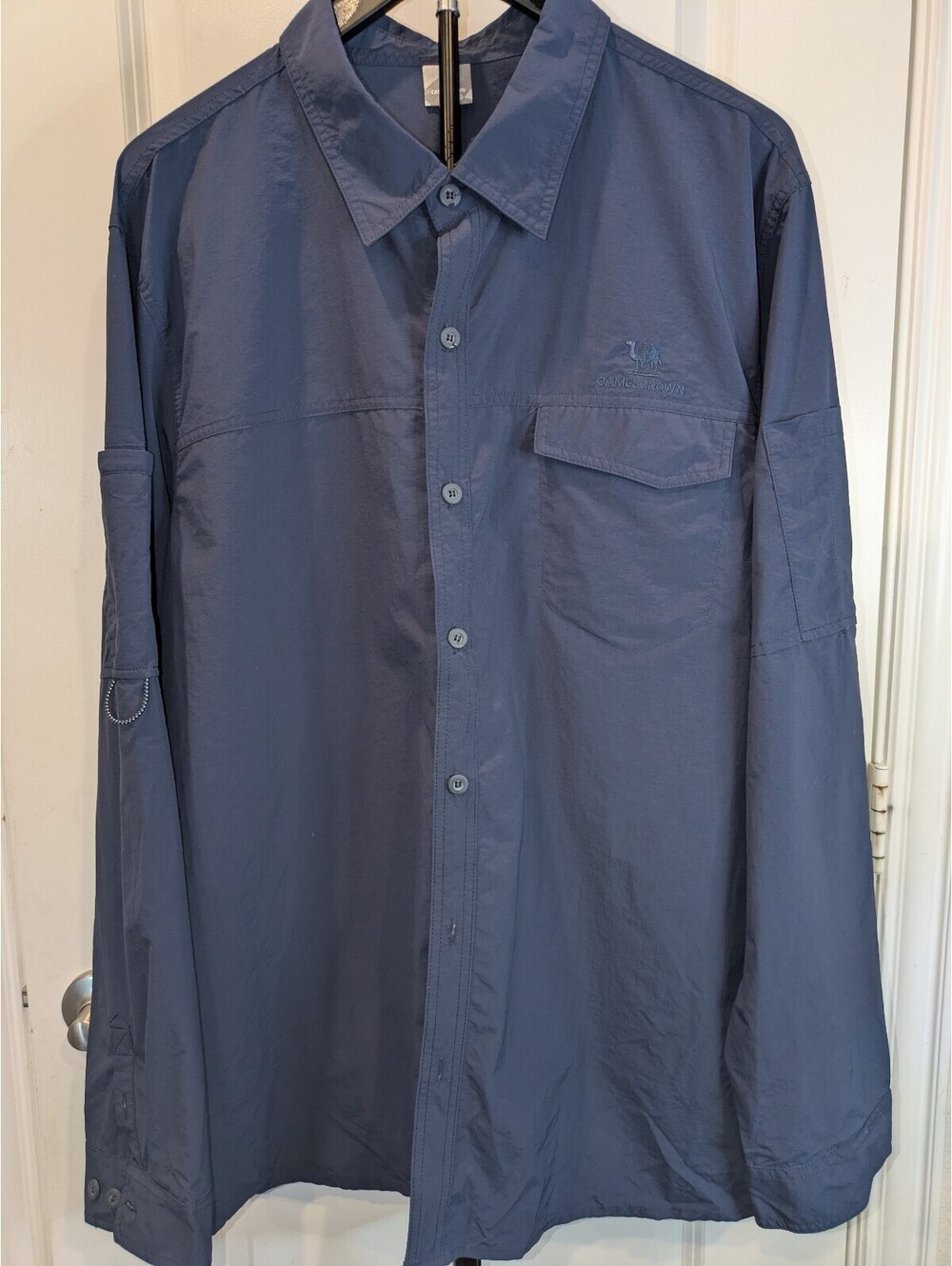 Camel Crown Men XL Blue Hiking Fishing Shirt Roll Tab Sleeves Outdoor